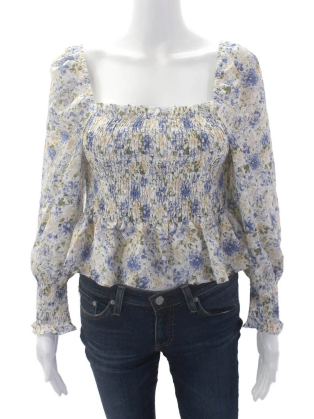 En Saison Blue & White Floral Top Size Small - Picture 3 of 7